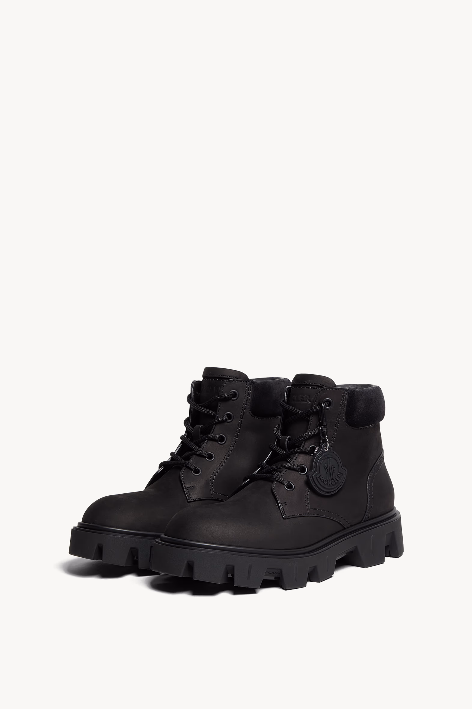 Peak City Nubuck & Suede Lace-Up Boots Men Black Moncler 4